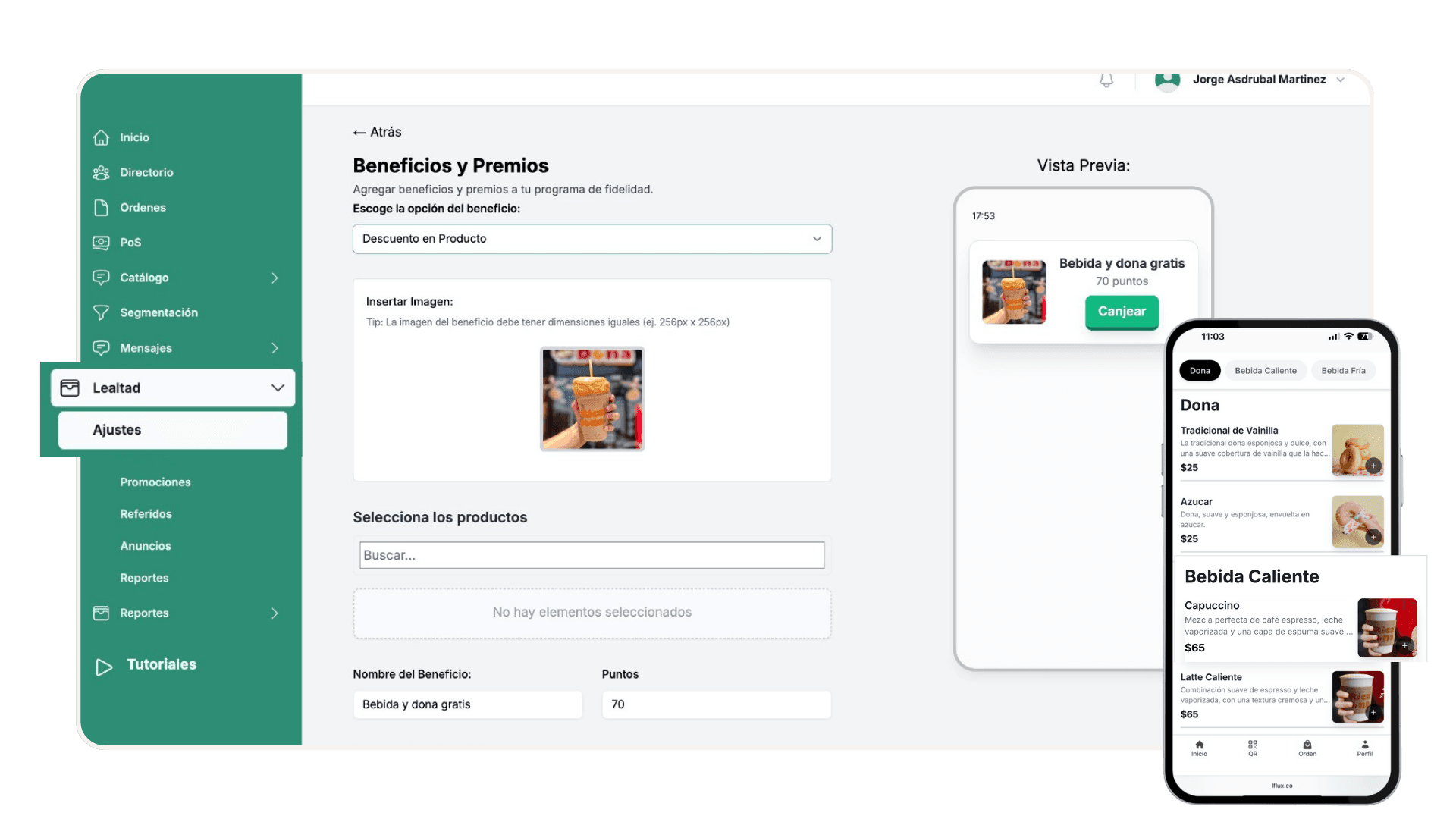 Flux Dashboard - Beneficios y Premios